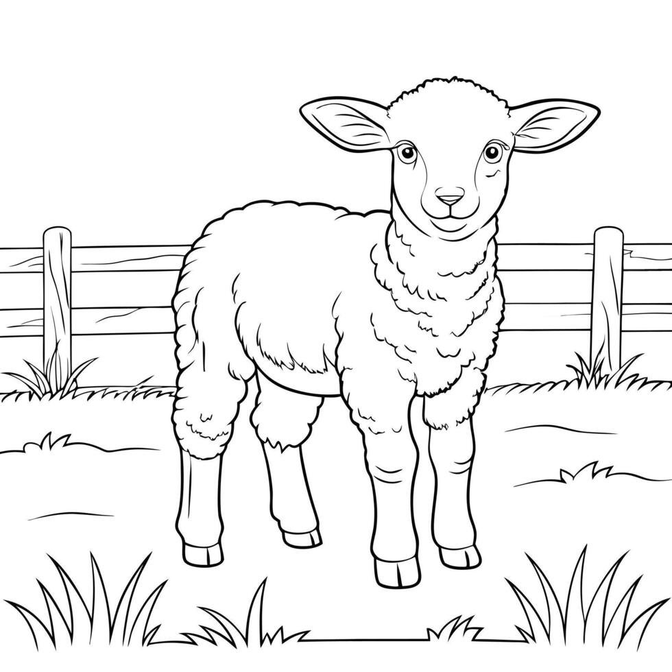 Sheep sketch style, hand drawn illustration. Side view. Farm animal retro engraved style vector