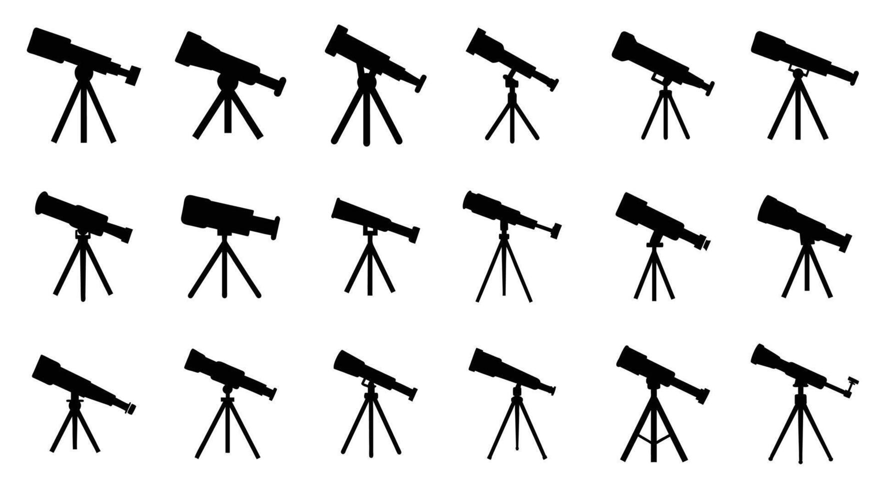 Telescope silhouette illustration set vector