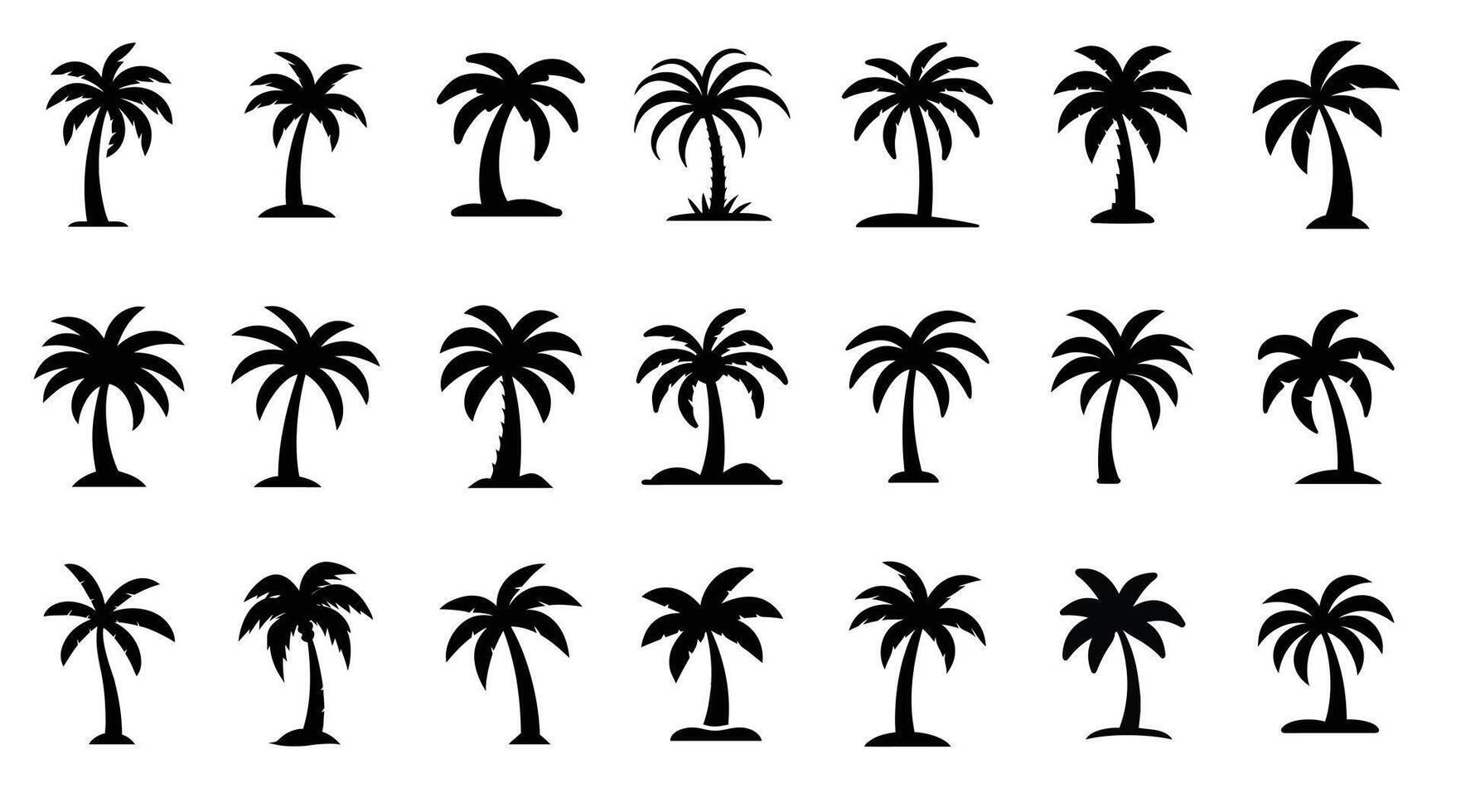 Palm tree silhouette illustration collection vector