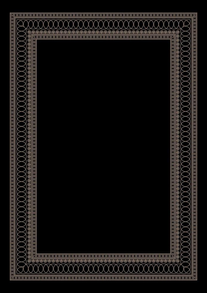 Gold rectangular Vertical abstract ornament frame. A4 format. Abstract elements. Rectangular frame. Template for cards, diploma, frame, certificate, invitation, textile, embroidery, engraving, forging vector