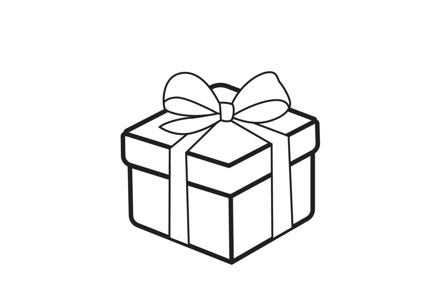 a black and white drawing of a gift box with a bow vector