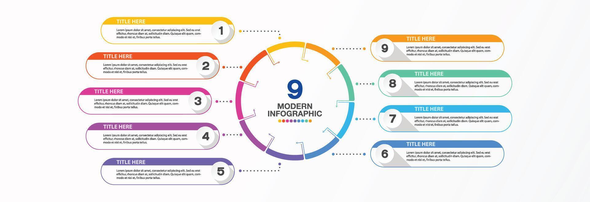 Infographic for presentation, 9 process. vector