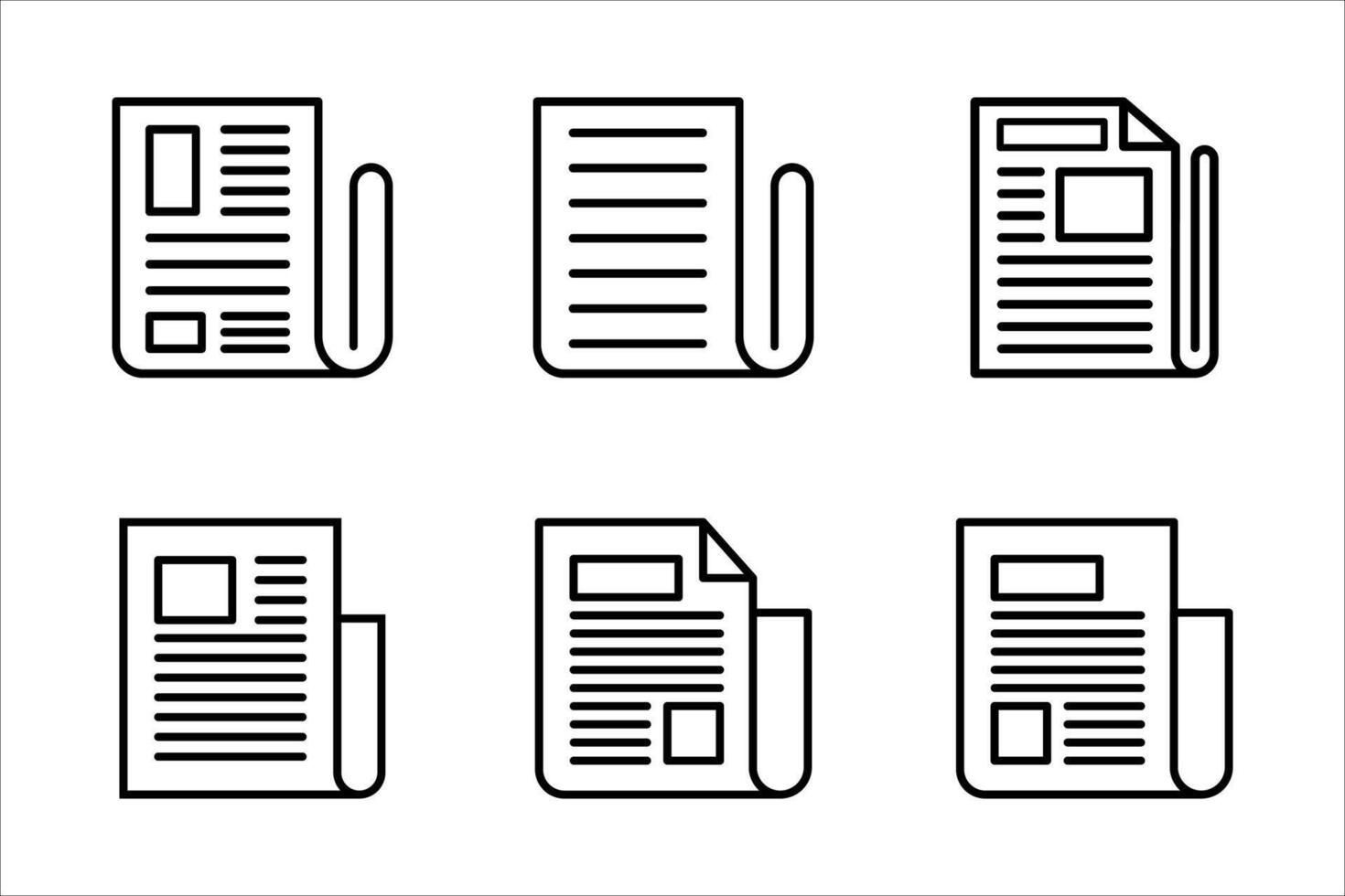 flat black newspaper icon set, vector