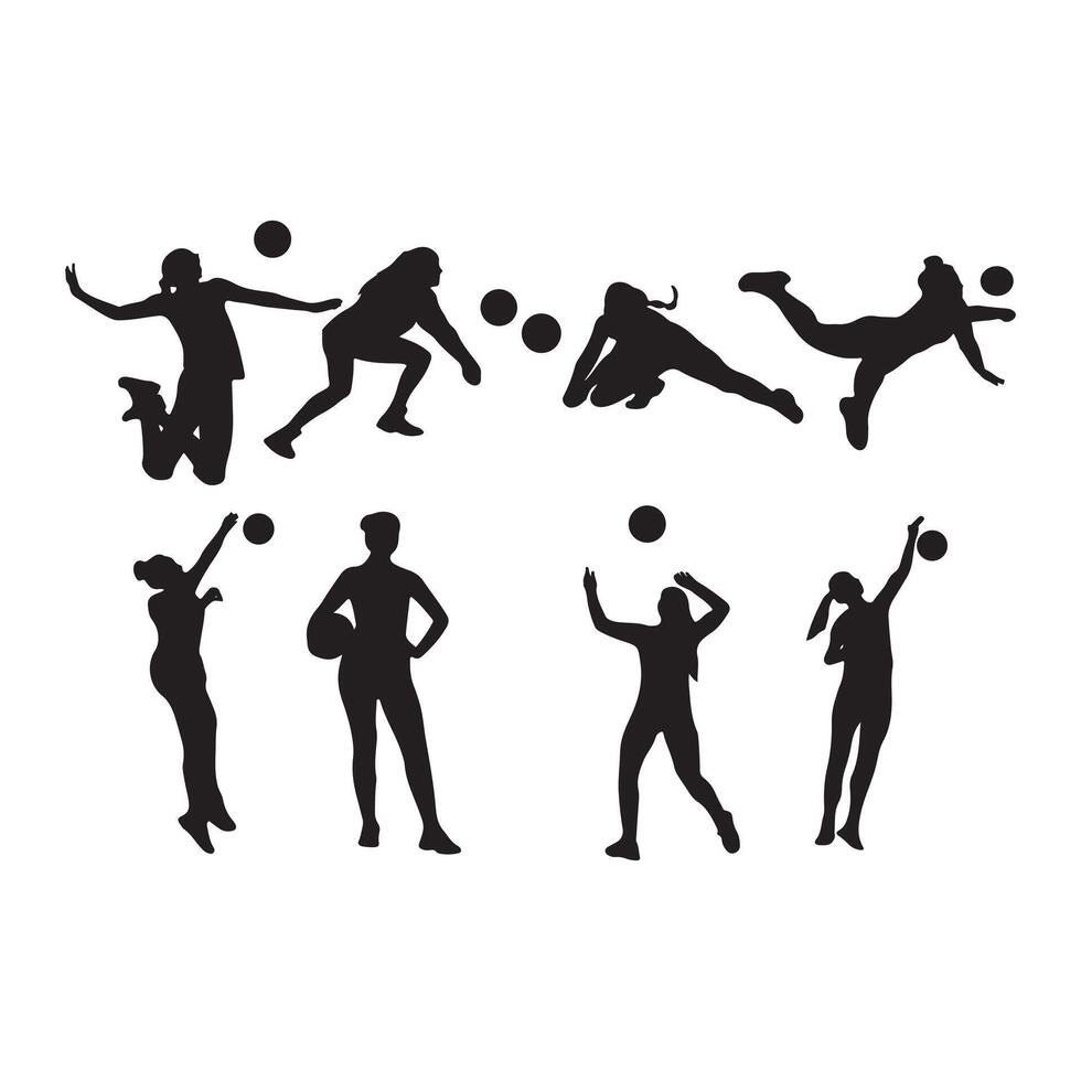 Volleyball player Silhouette Art Icons vector