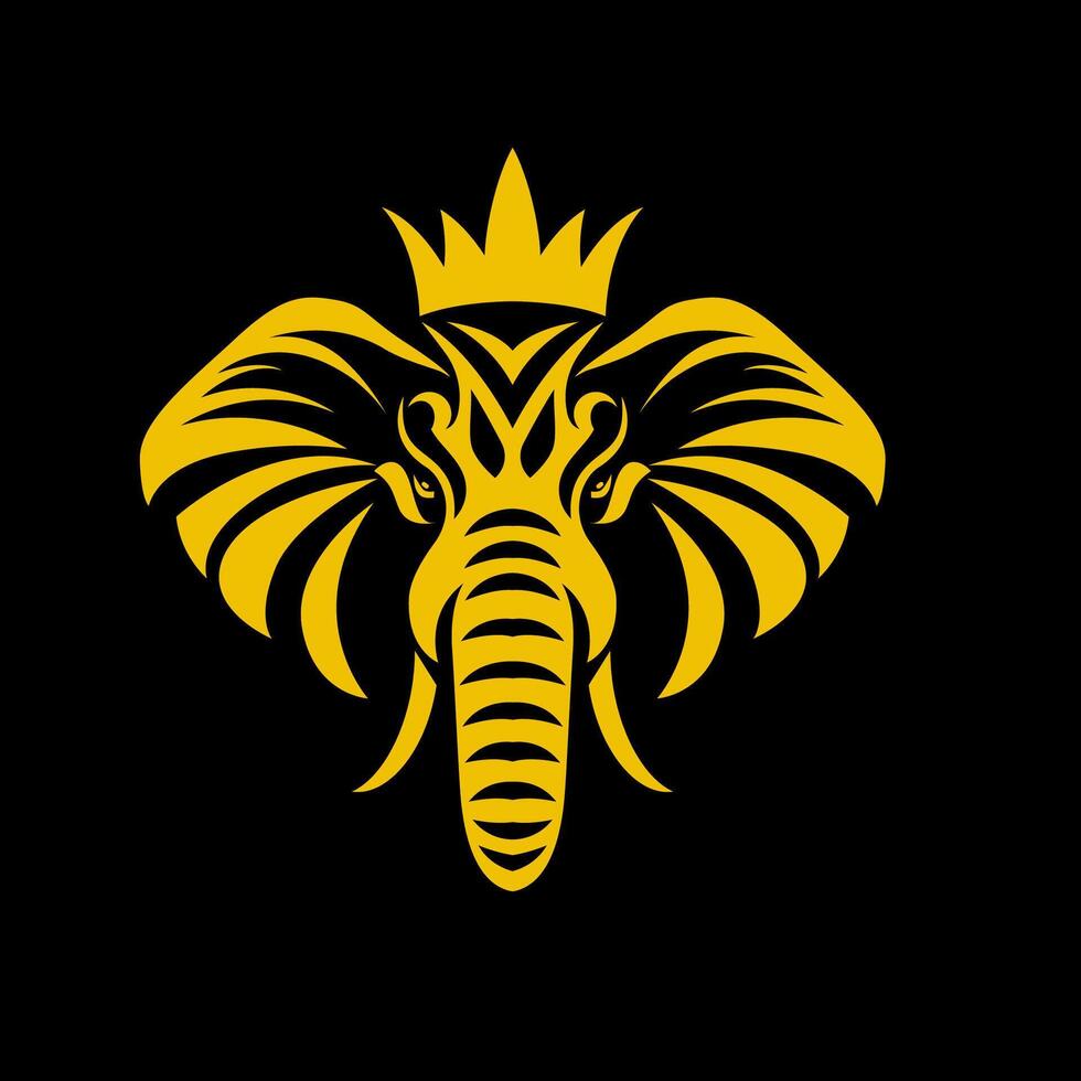Creative elephant face design as like as safari wildlife silhouette of trunk of elephant vector