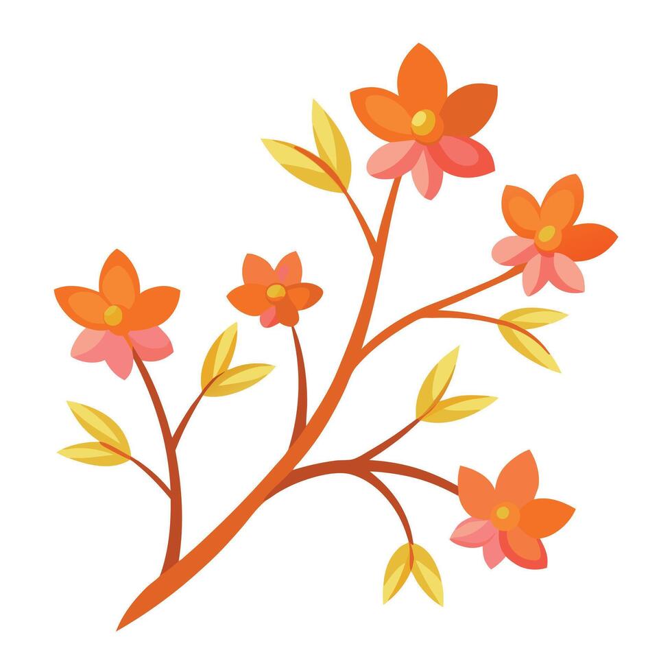 Orange flowers on a branch vector