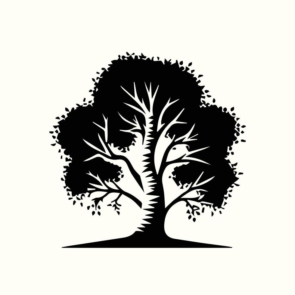 Creative black and white silhouette of a tree on a white background vector