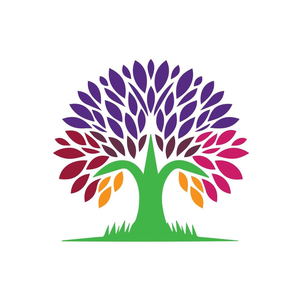 A colorful tree logo with leaves design on a white background vector