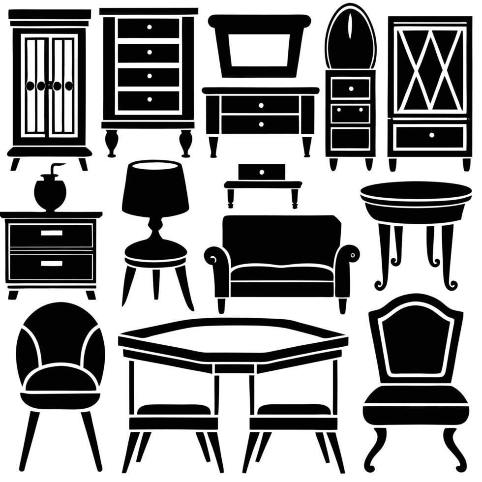 Creative furniture icon set design on a white background vector