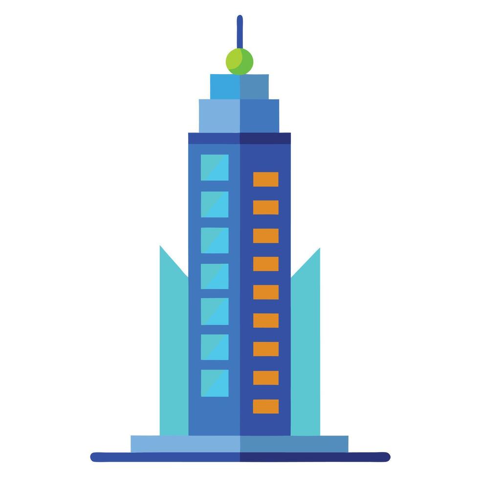 Creative skyscraper with a blue and orange color scheme design on a white background vector