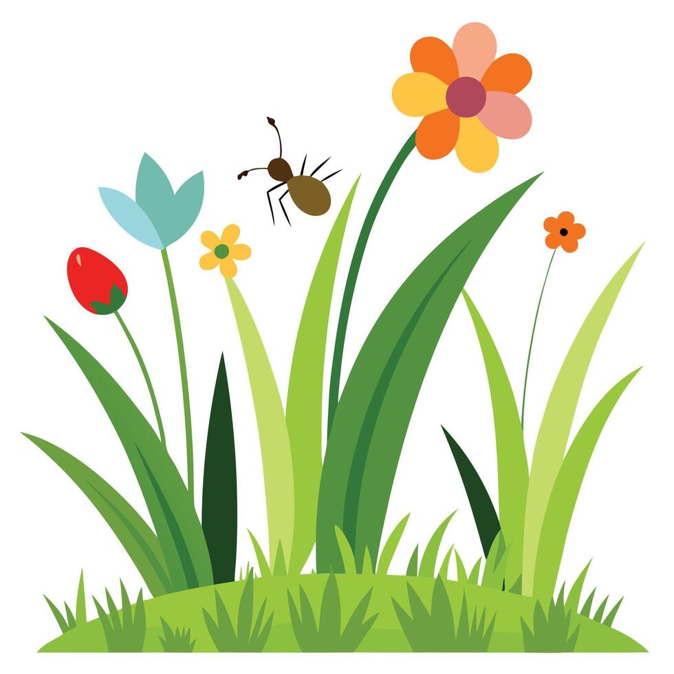 Spring flowers and insects vector