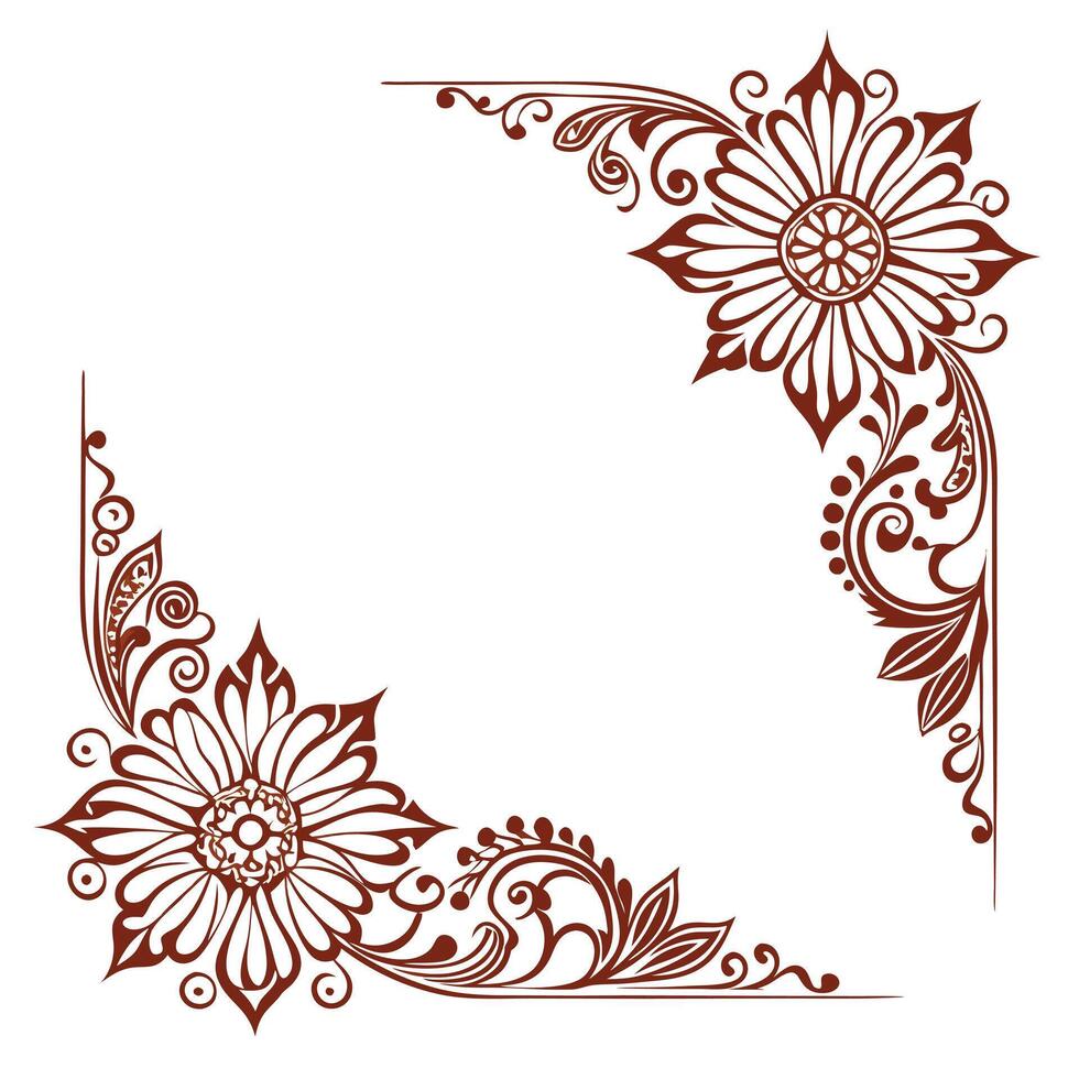 A flower border in the form of a corner design on a white background vector