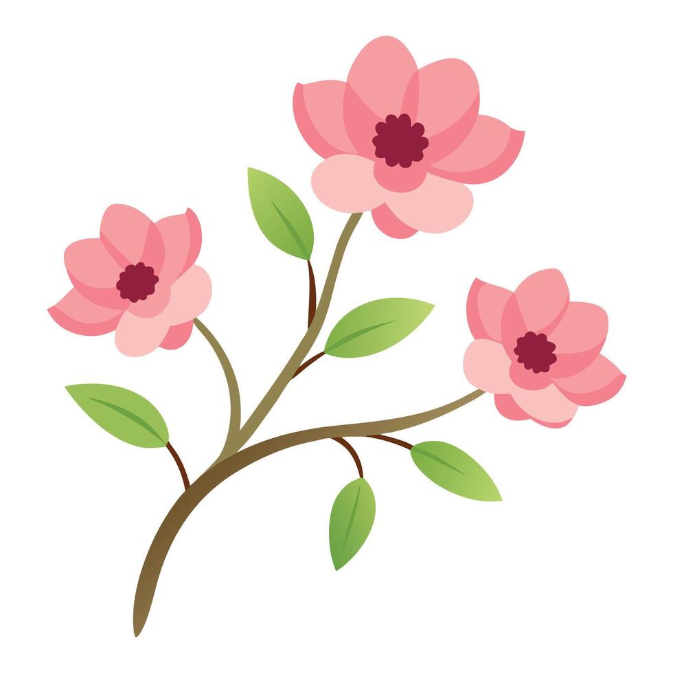 Pink flowers on a branch vector