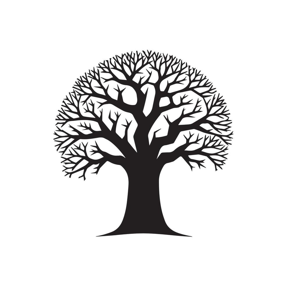 A black and white silhouette of a tree on a white background vector