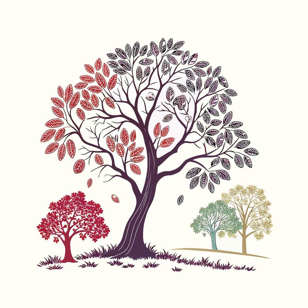 Creative autumn tree with leaves and leaves design on a white background vector