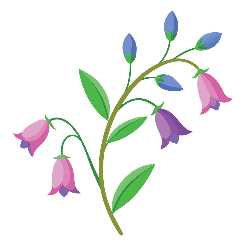 A branch of flowers with purple and blue flowers vector
