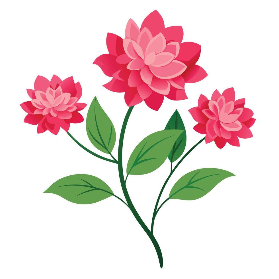 A flower with pink petals and leaves vector
