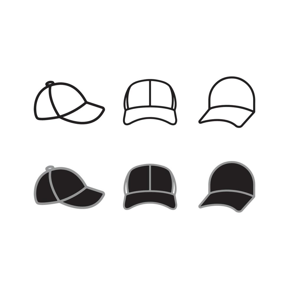 Set of liner stock hat icon or cap icon art vector