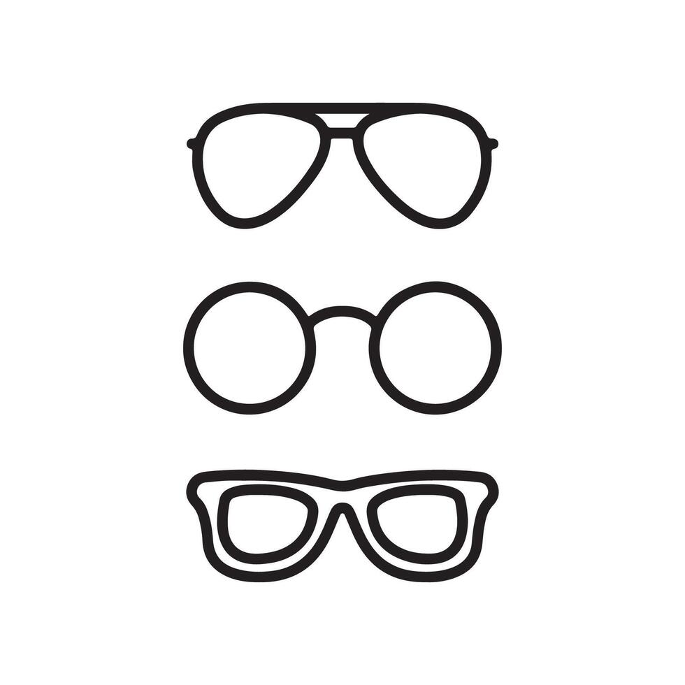 Set of stylish eyeglasses icon with outline stock vector