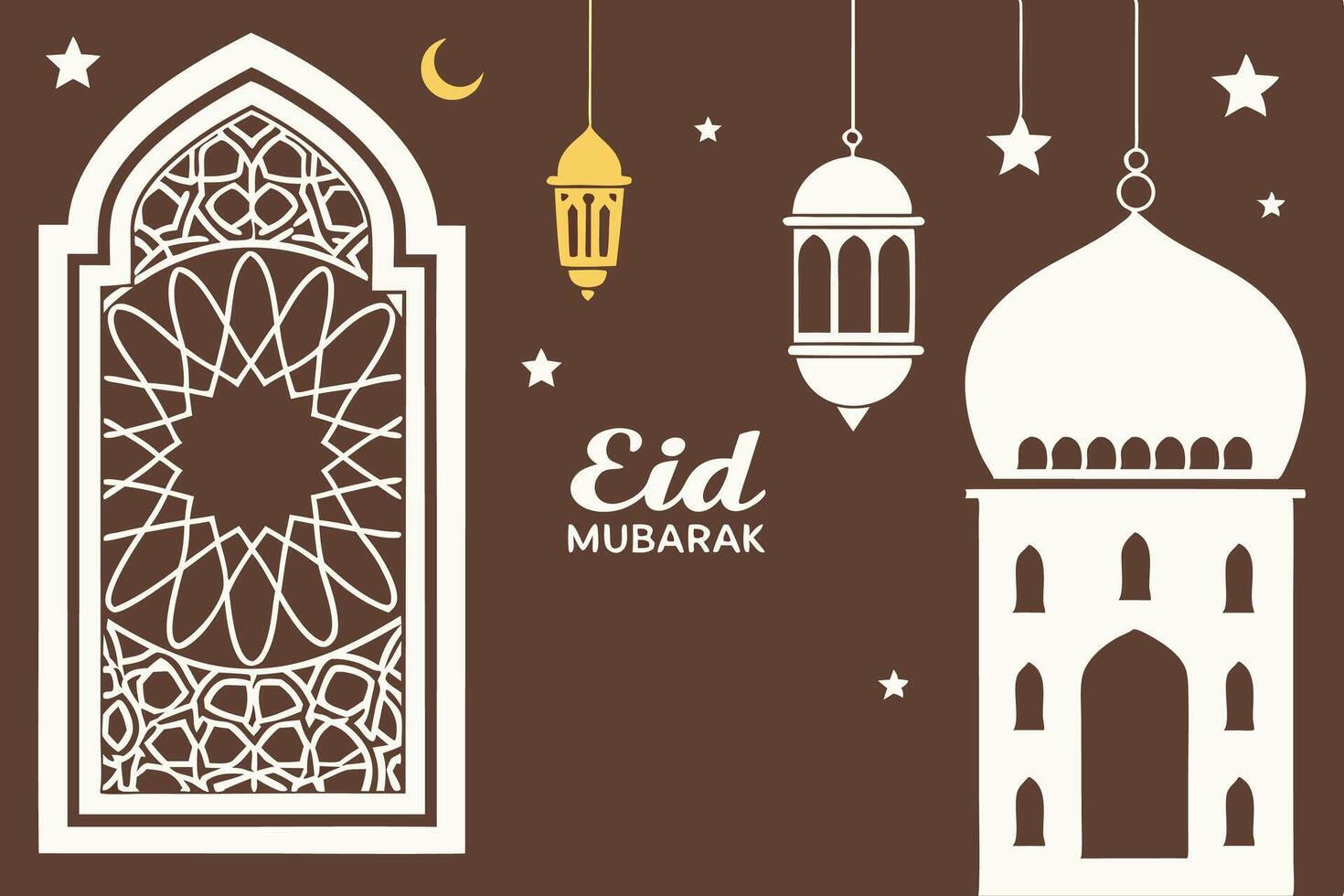 Eid Mubarak greeting card with islamic design elements for business needs and commercial use vector