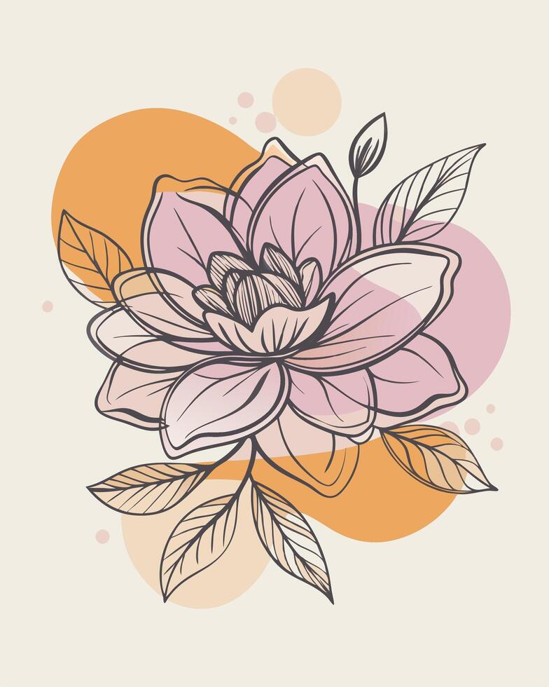Elegant floral illustration for business with a pastel color palette and delicate linework vector