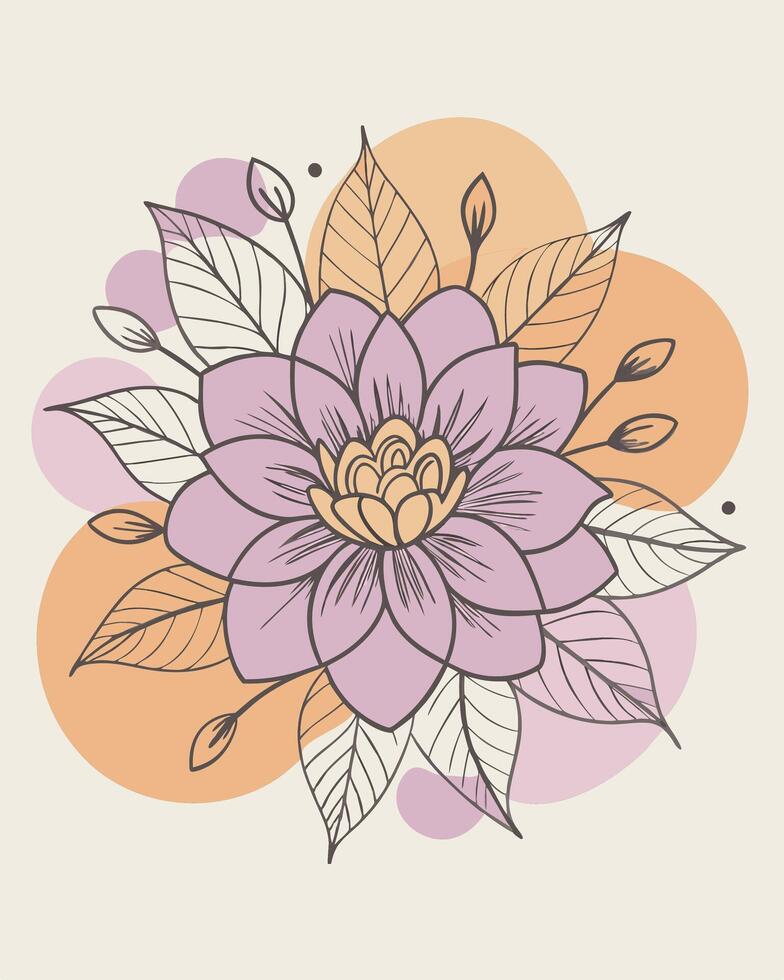 Elegant floral design for business use featuring a purple flower and leaves with a subtle background vector