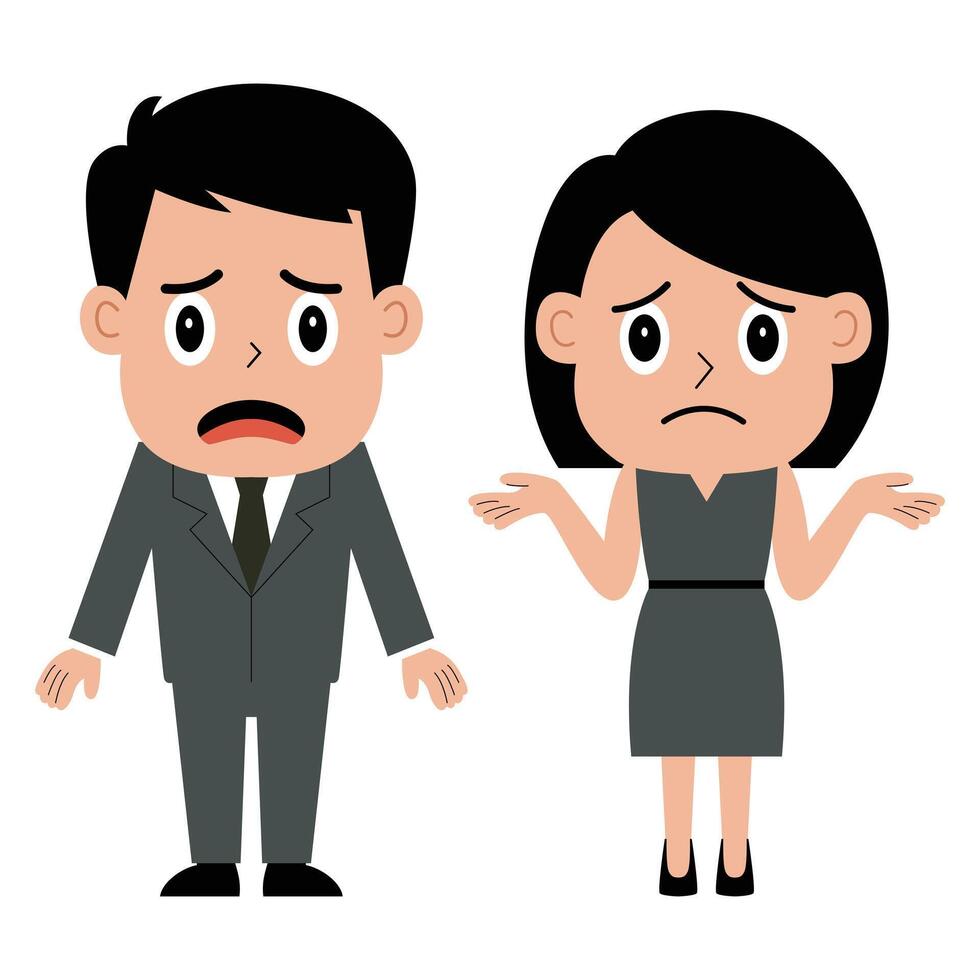 Male and female are in shocked and surprised gesture. vector