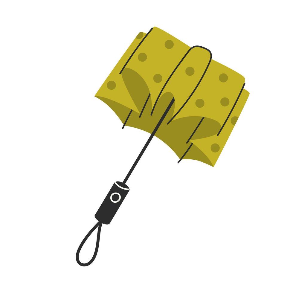 Green Polka Dot Folding Umbrella on a White Background for Spring Designs vector