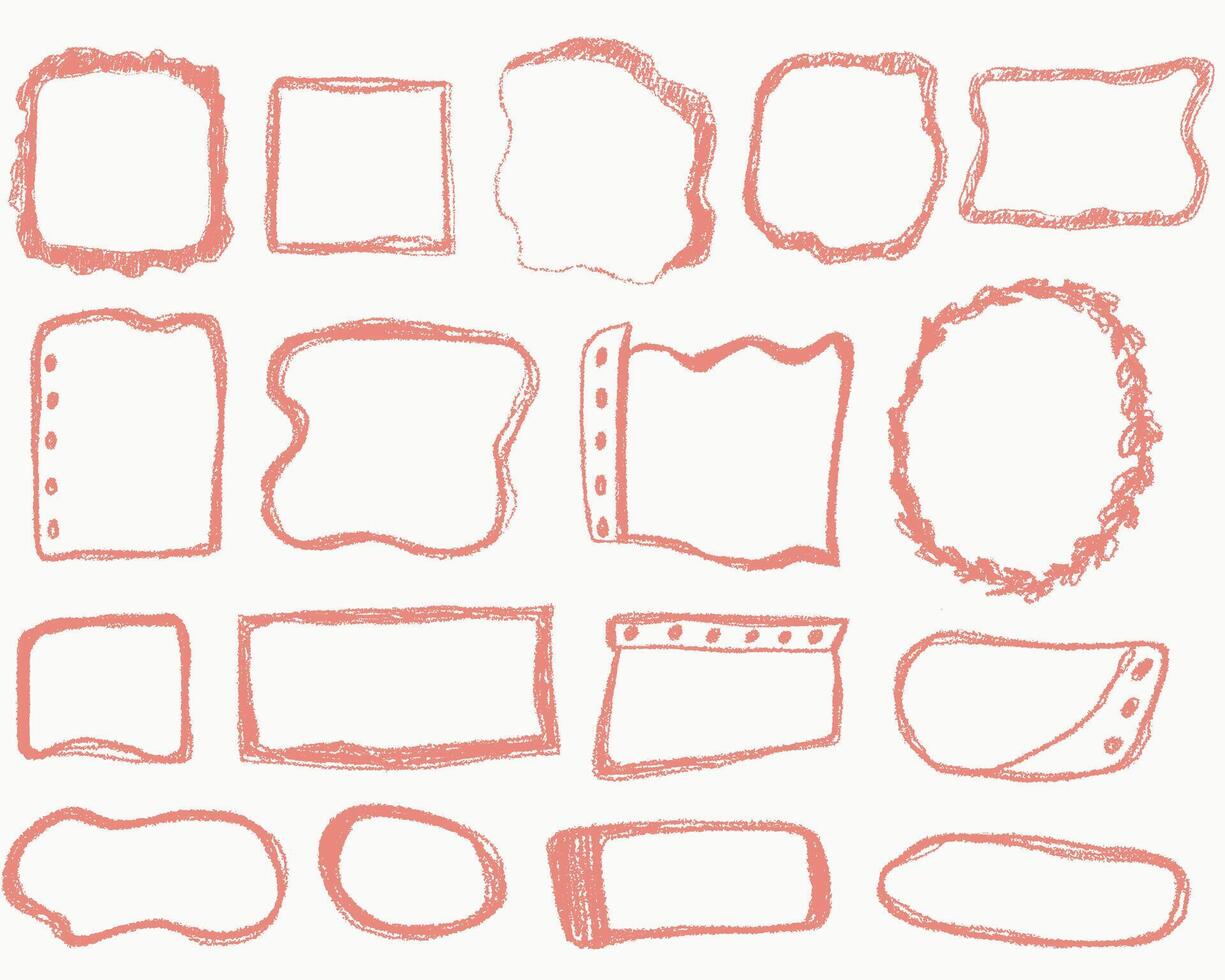 A collection of handdrawn sketchy frames in various shapes and styles, featuring doodle, grunge, abstract, and minimalist design elements. illustration vector
