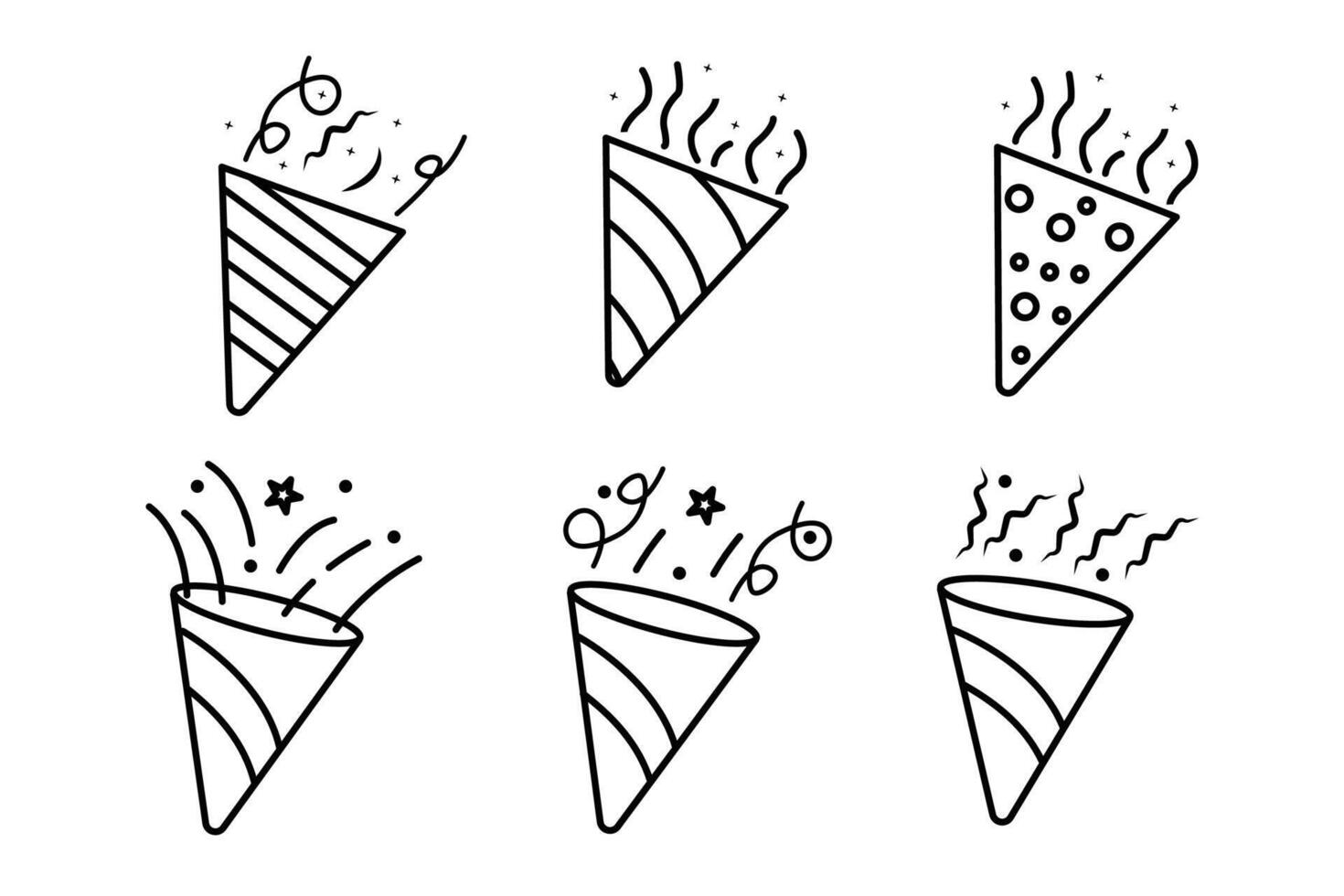 Confetti Popper icon set line style for your element design vector