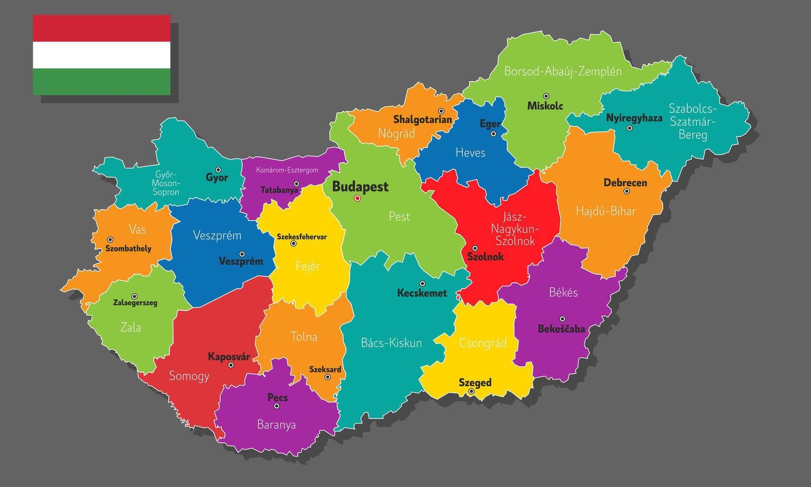 map of Hungary vector