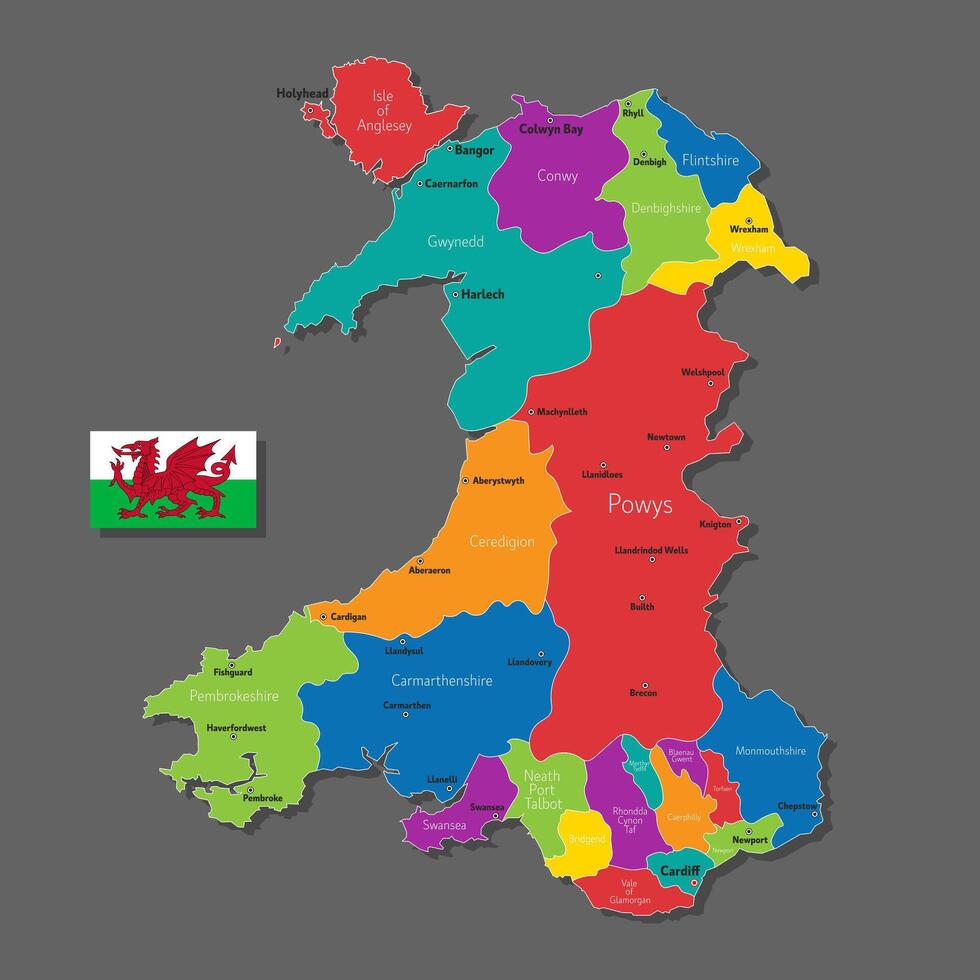 map of Wales vector