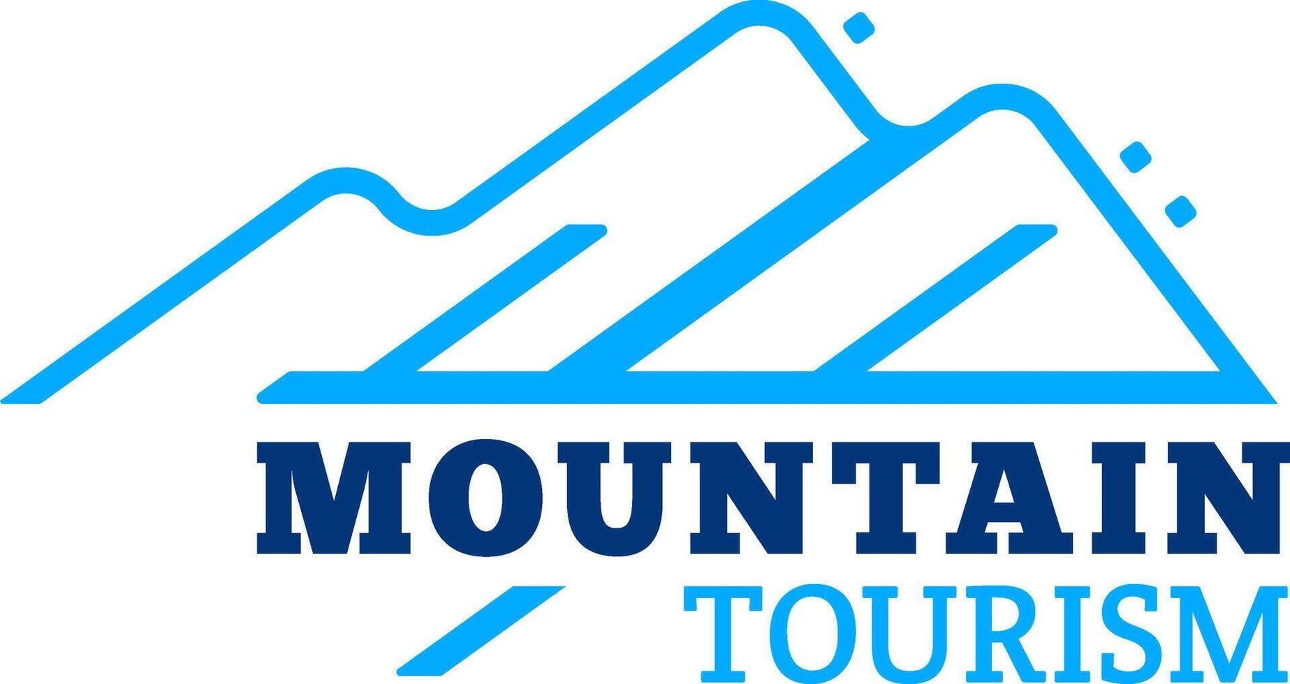 Stylized blue mountain range logo representing mountain tourism with lines and squares, ideal for businesses related to mountain tourism, hiking, trekking, climbing and other mountain activities vector