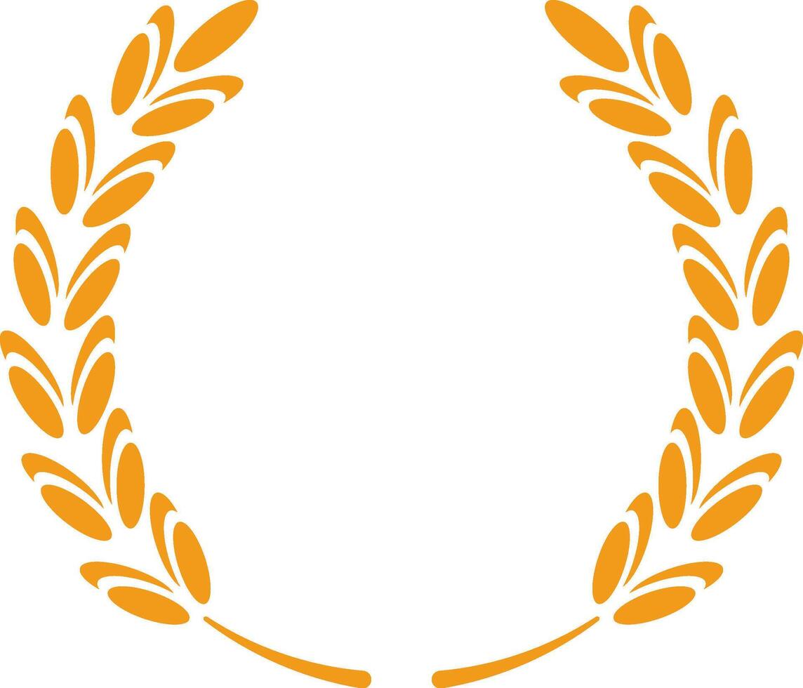 Stylized wheat stalks forming a circular laurel wreath, symbolizing victory, achievement, and abundance, ideal for agriculture, food, or award related designs vector