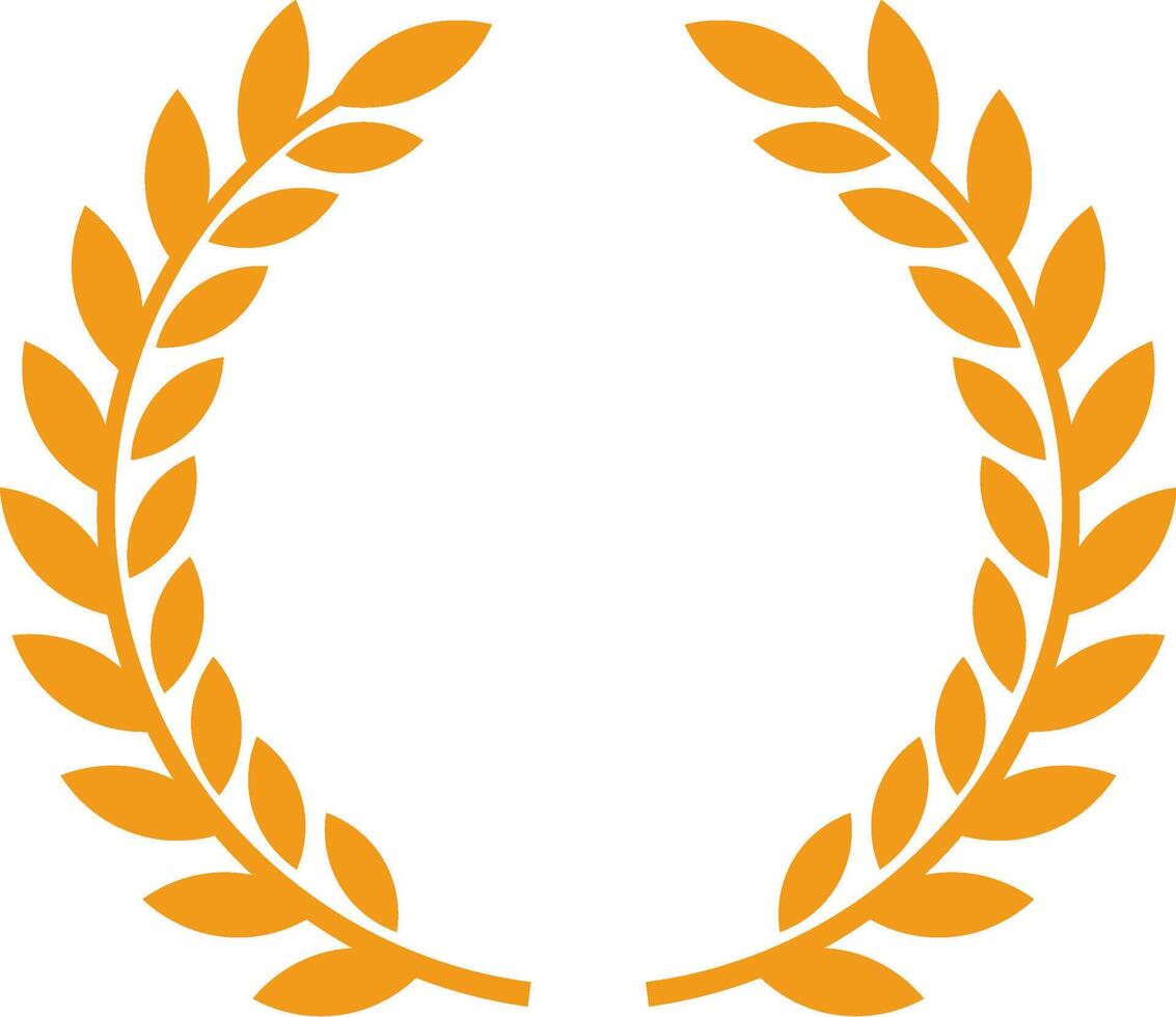 Circular golden laurel wreath representing victory, achievement, and honor, commonly featured in awards, ceremonies, and emblems, celebrating success and excellence vector
