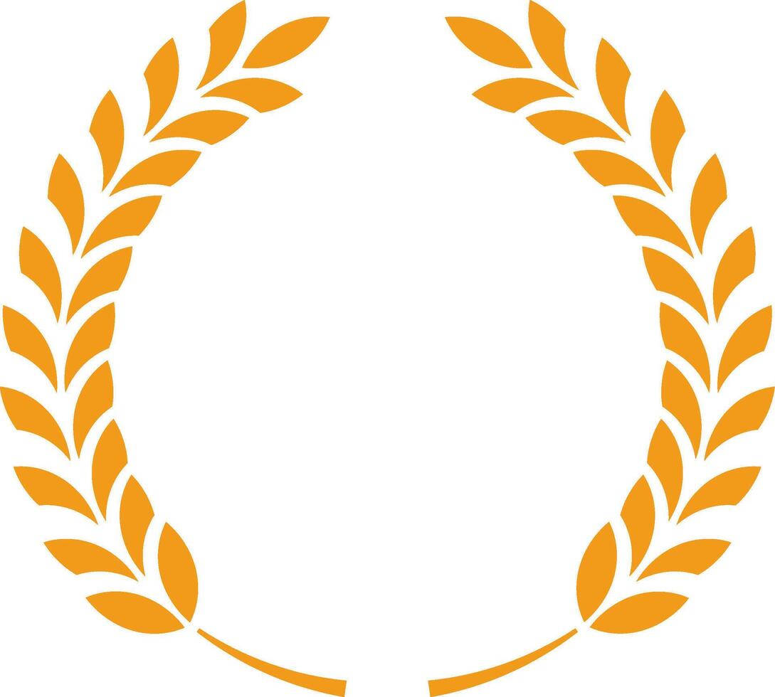 Circular golden laurel wreath representing success, victory, and achievement, serving as a perfect symbol for award ceremonies, emblems, and logos celebrating excellence and honor vector