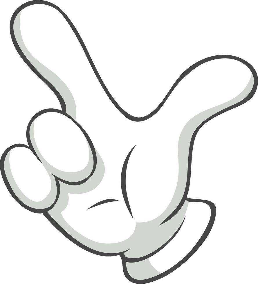 Cartoon gloved hand making a gesture with two fingers raised, possibly indicating the number two, victory, or peace, isolated on a white background vector