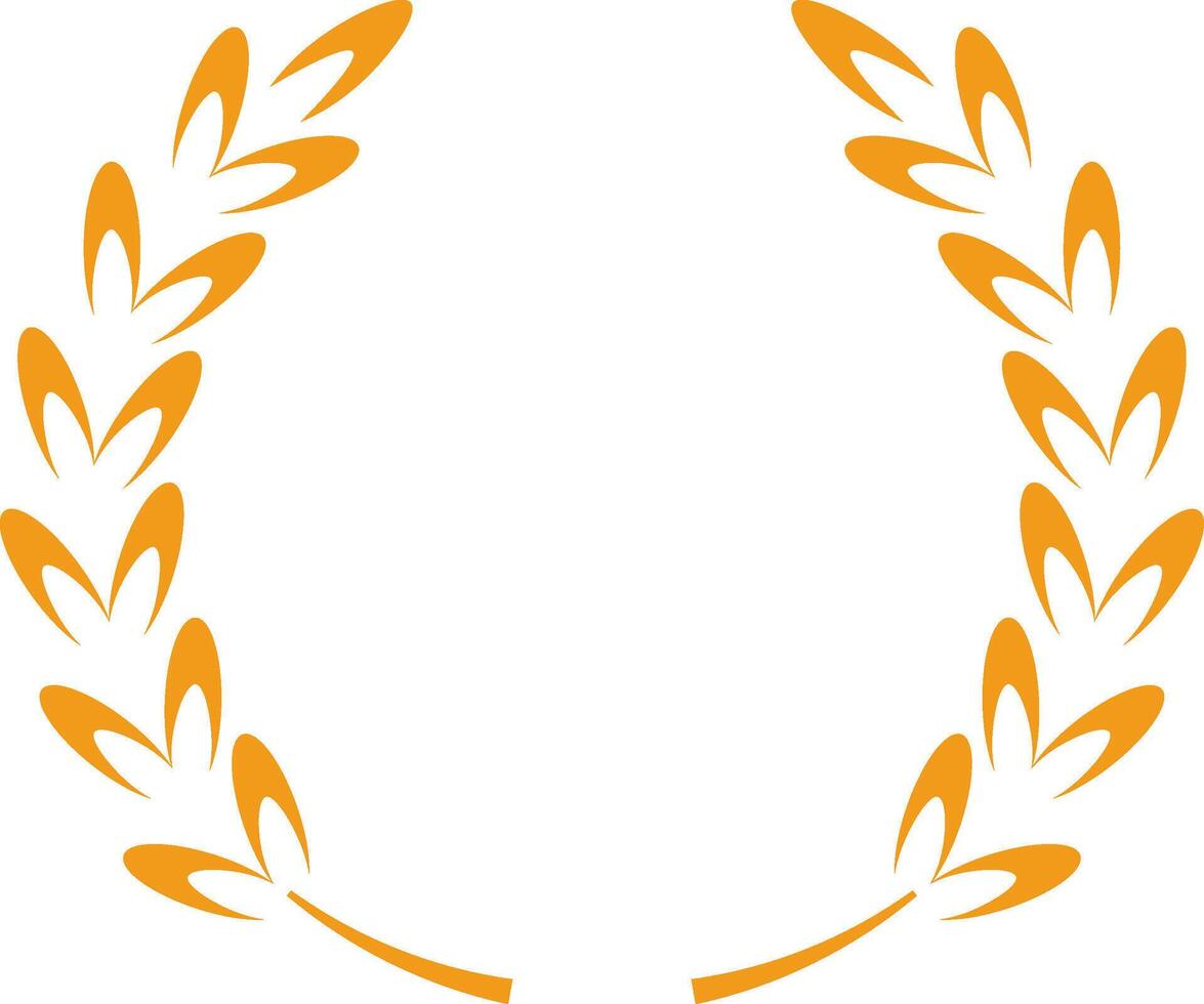 Stylized golden laurel wreath forming a circle, symbolizing victory, achievement, honor, and excellence, perfect for awards, logos, and emblems vector