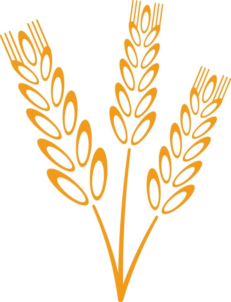 Three stylized wheat stalks with a simple design are grouped together, creating an elegant and minimalist representation of wheat suitable for various design purposes vector