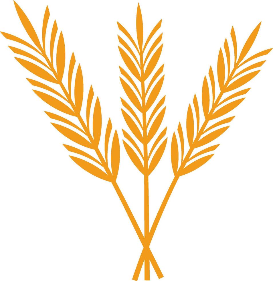 Three stylized wheat stalks are crossed at the bottom, creating a simple yet elegant design that evokes the essence of agriculture and nature vector