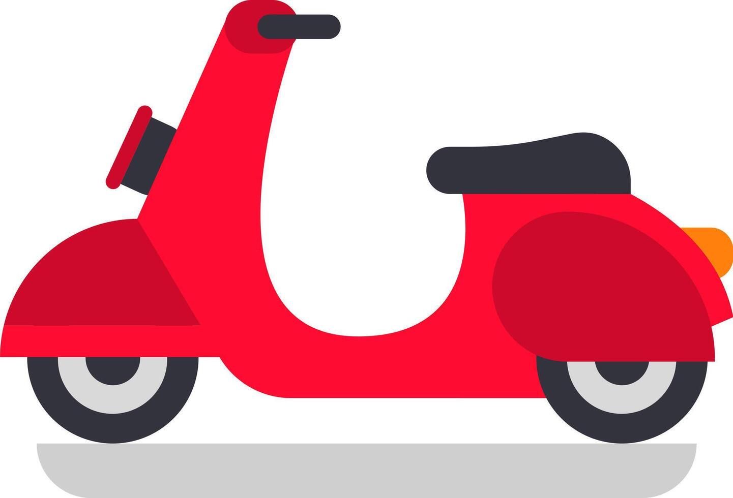 Classic red scooter parked against a clean white background, representing urban mobility and transportation in a sleek, flat, minimalist design that captures modern lifestyle and freedom vector
