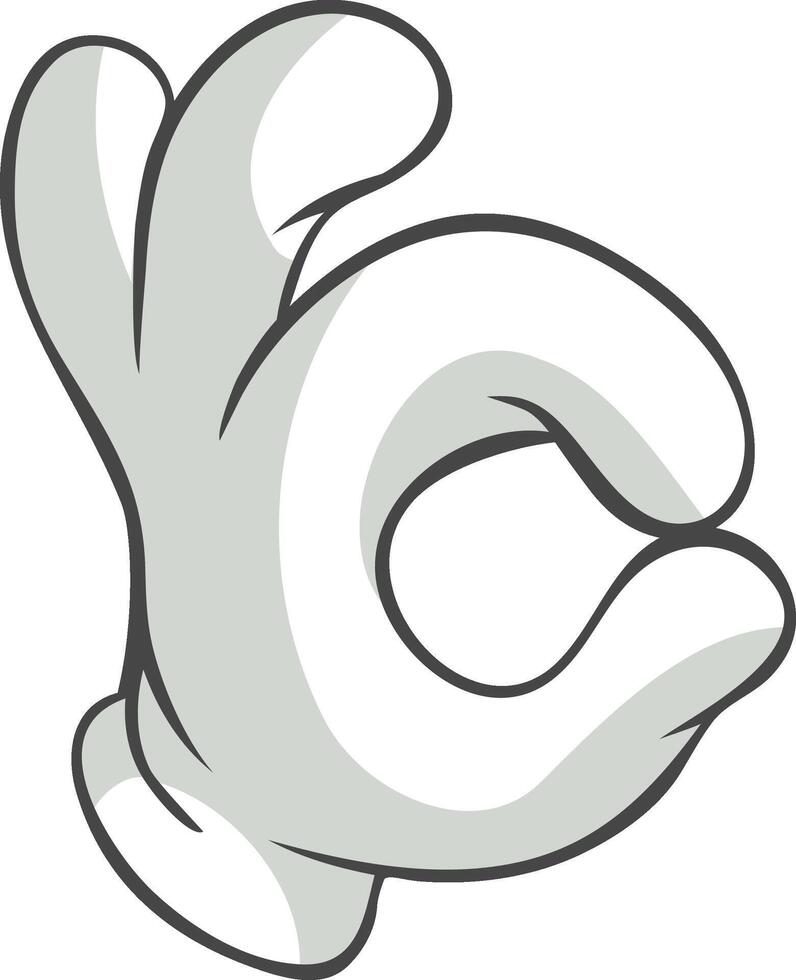 Cartoon hand making an ok gesture, symbolizing agreement and approval, representing a universal expression of positivity, satisfaction, and non verbal communication vector