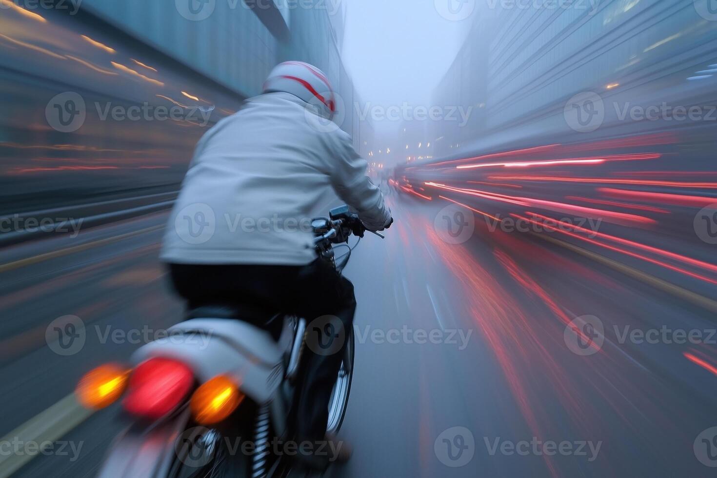 Cyclist on the road with motion blur background, photo