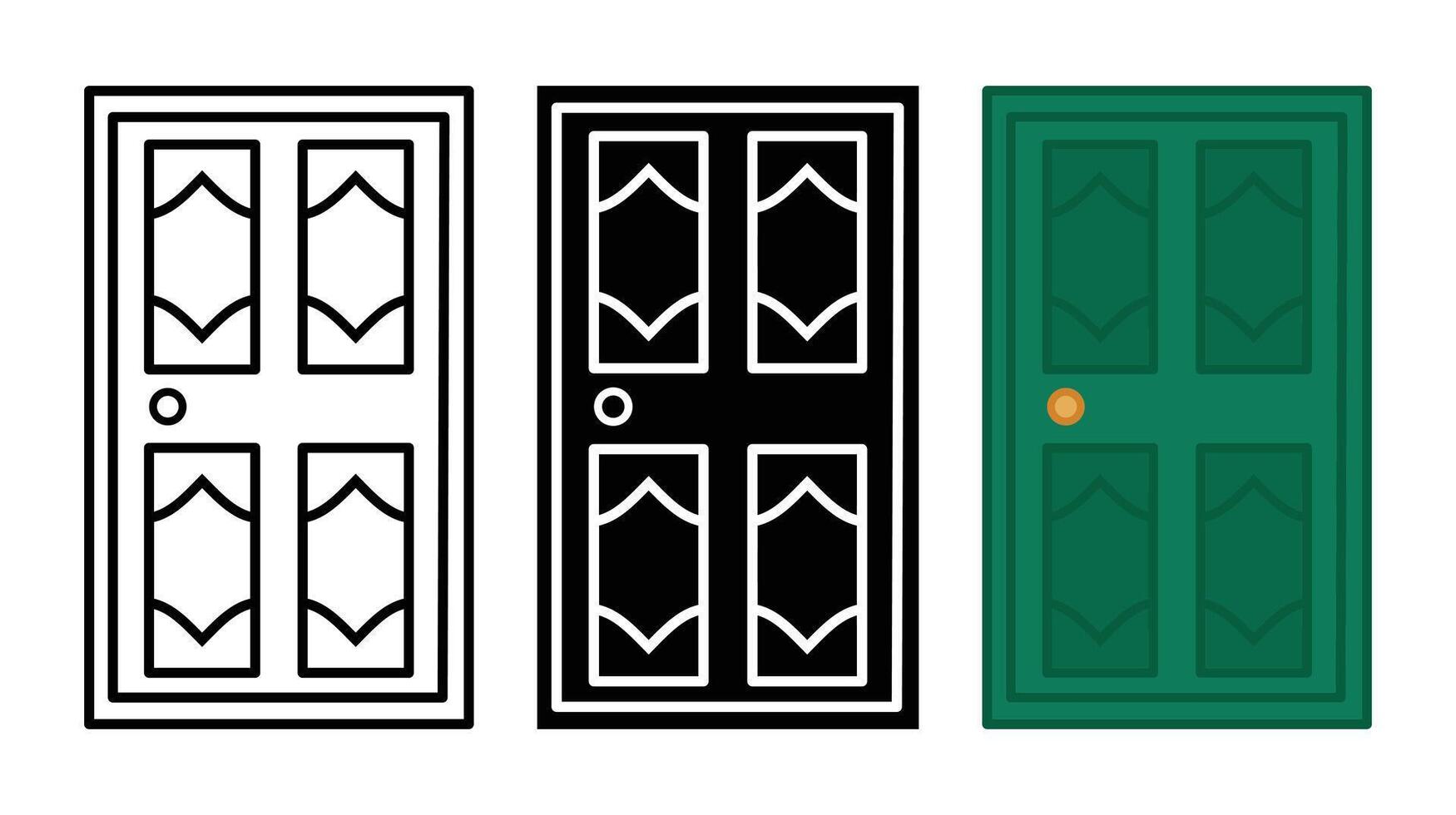 Three Variations of a Decorative Door Illustration vector