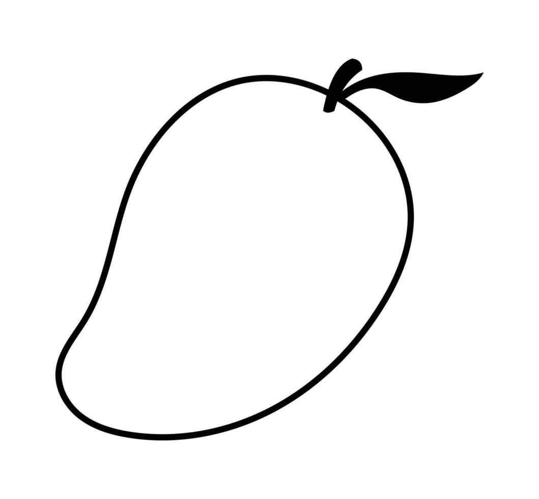 Black Line Art Illustration of a Mango Fruit vector