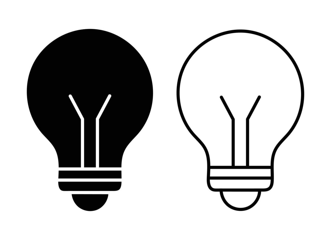 Black Lightbulb Silhouette and Outline Illustration on White Background vector
