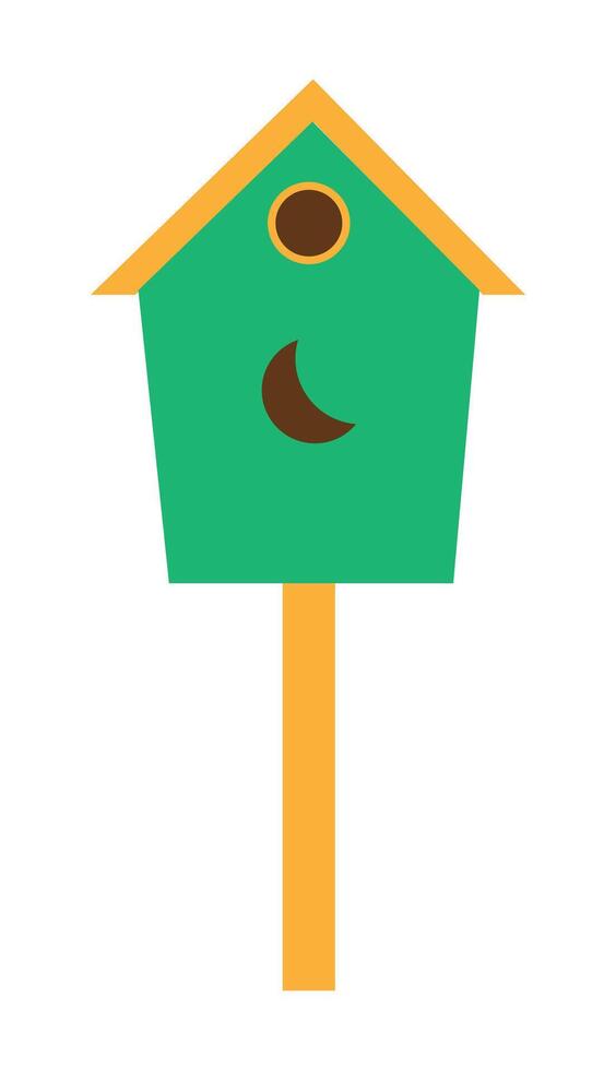 Colorful birdhouse illustration with a moon design. vector