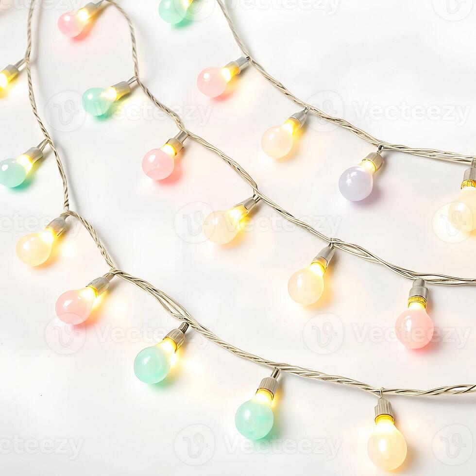 A string of fairy lights., isolated on white background photo