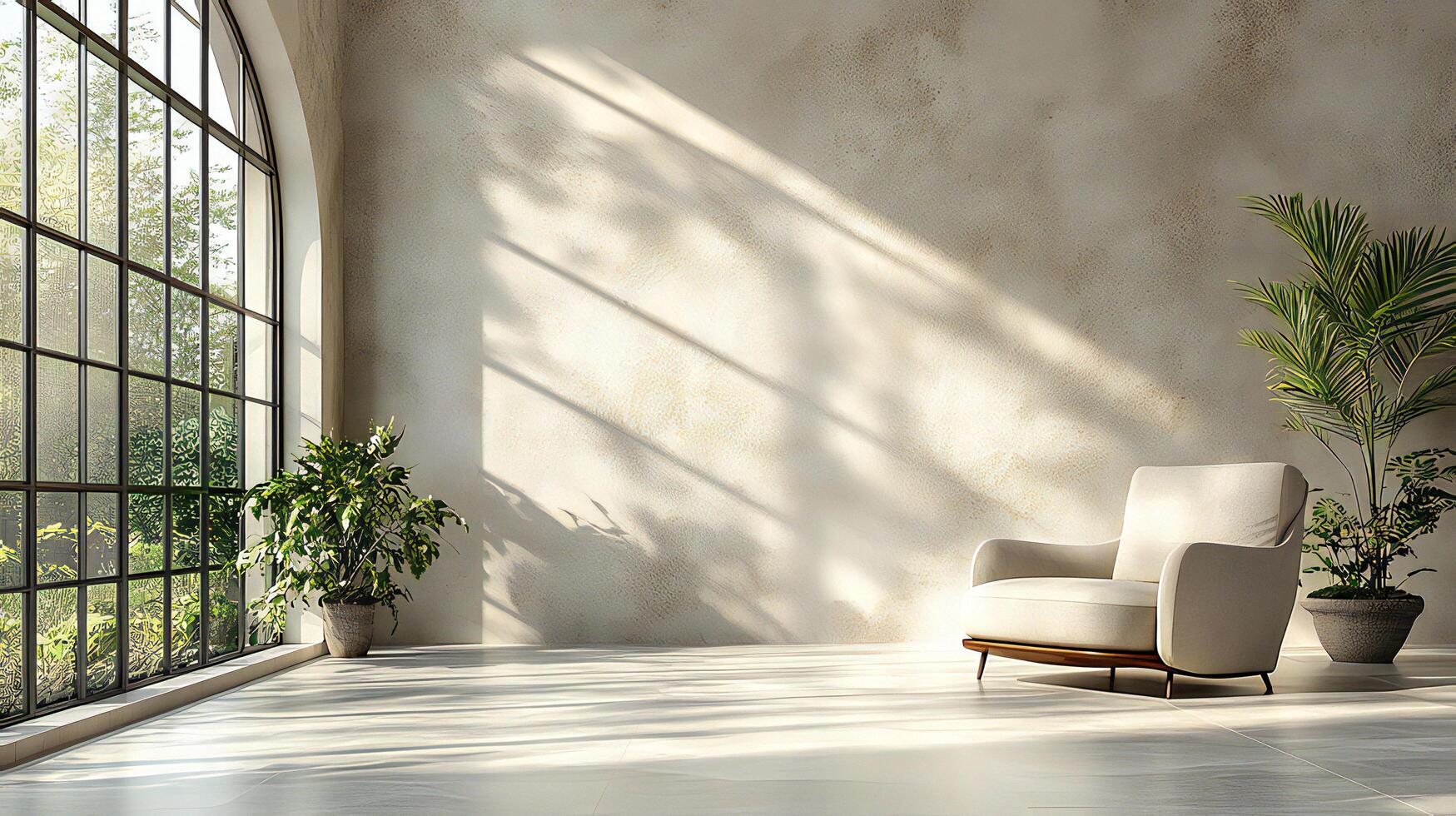 A white chair sitting in front of a window photo