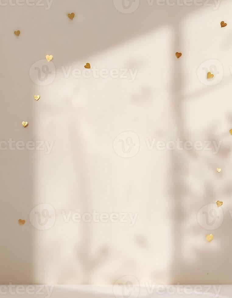 interior of a room with golden hearts decorative background photo